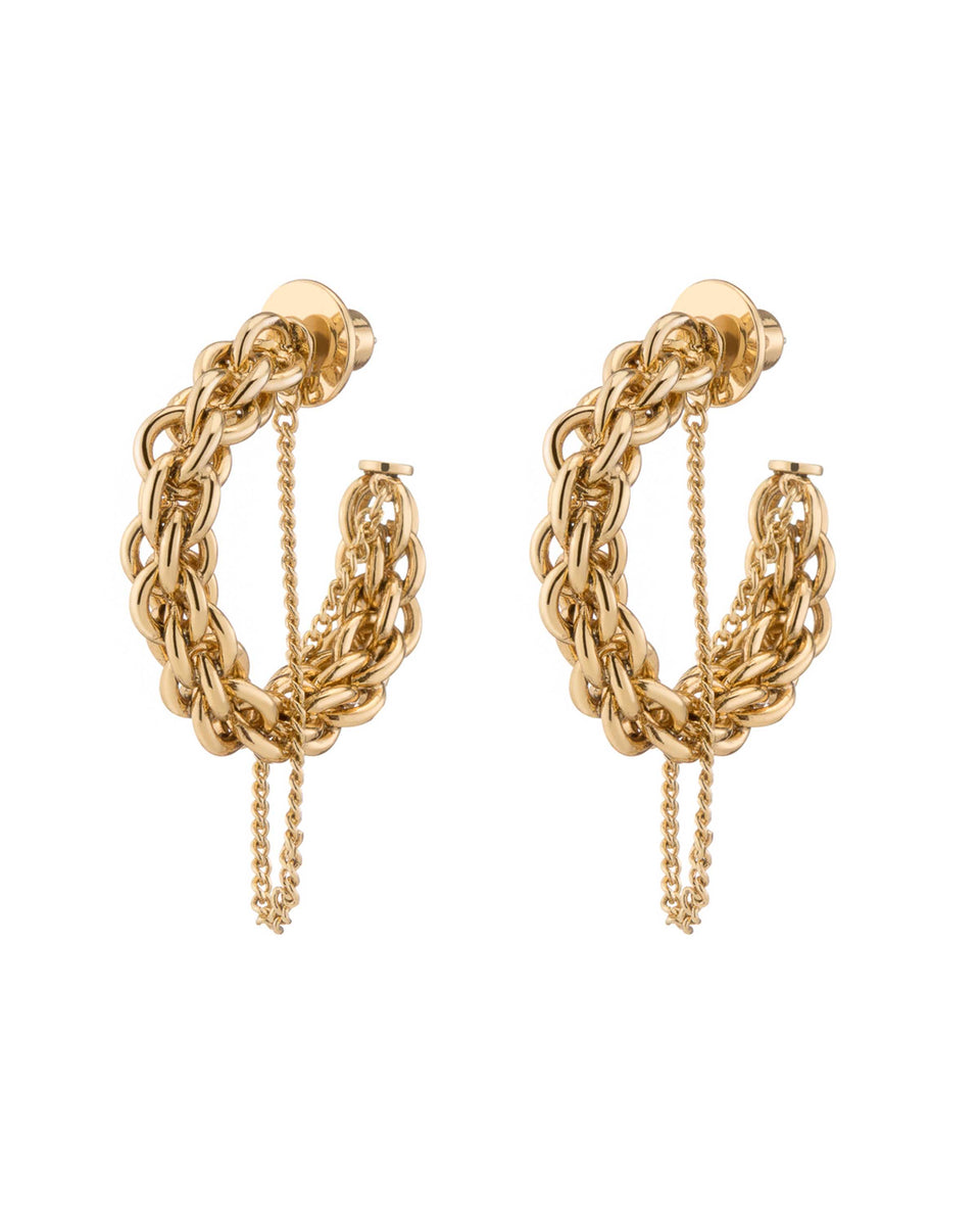 DEMARSON Dylan Chain Hoop Earrings Gold