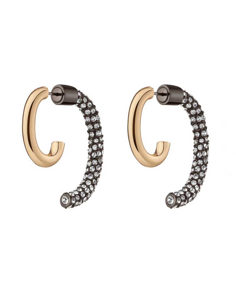 Chanel Crystal Shiny CC Stud & Cuff Earrings